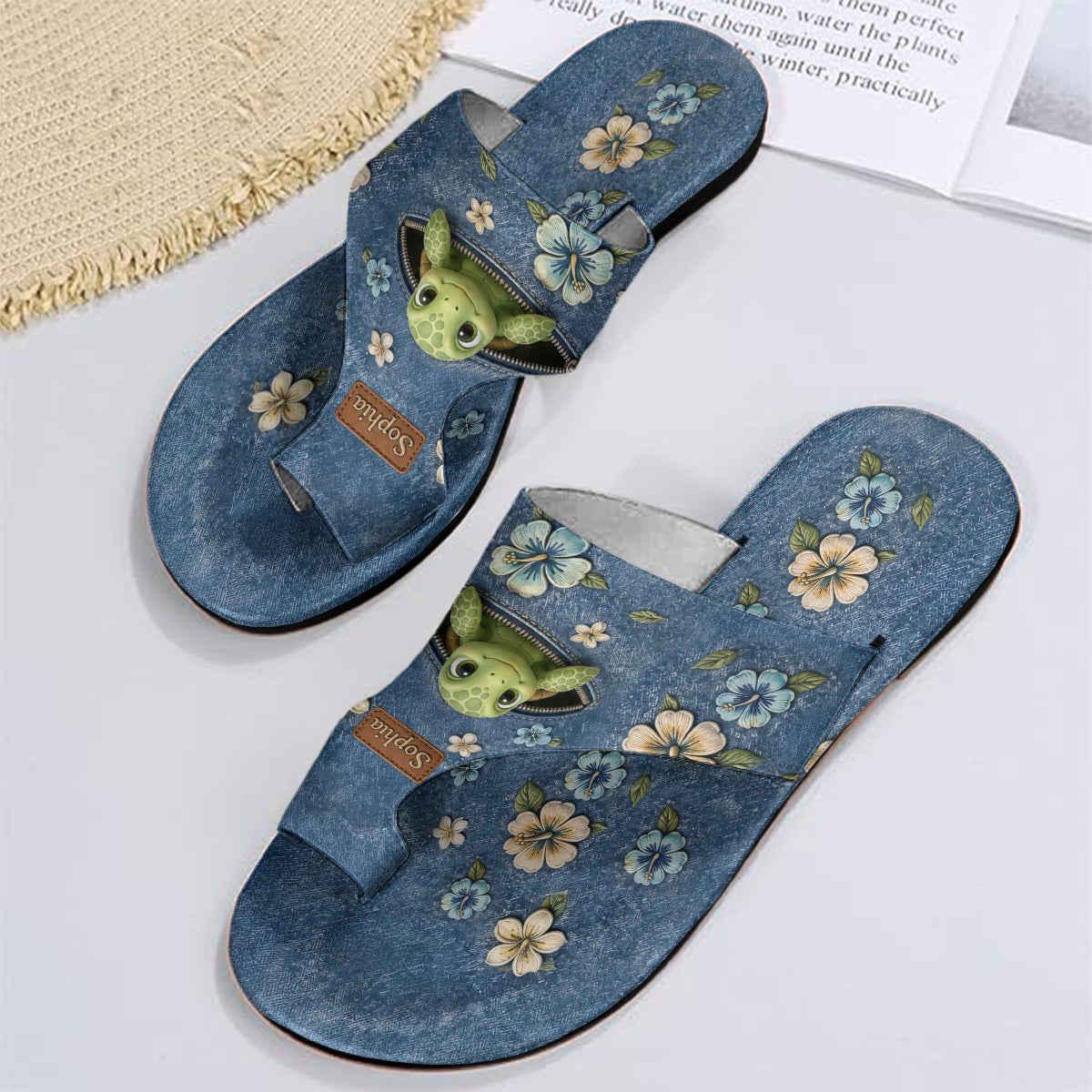 Love Turtle - Personalisierte Schildkröte Offene Zehen Sandalen
