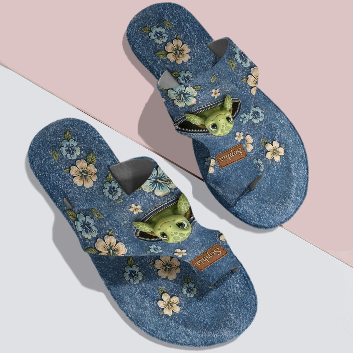 Love Turtle - Personalisierte Schildkröte Offene Zehen Sandalen