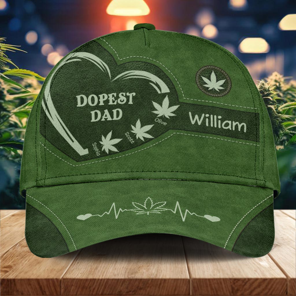 Dopest Dad Ever - Personalized Weed Classic Cap