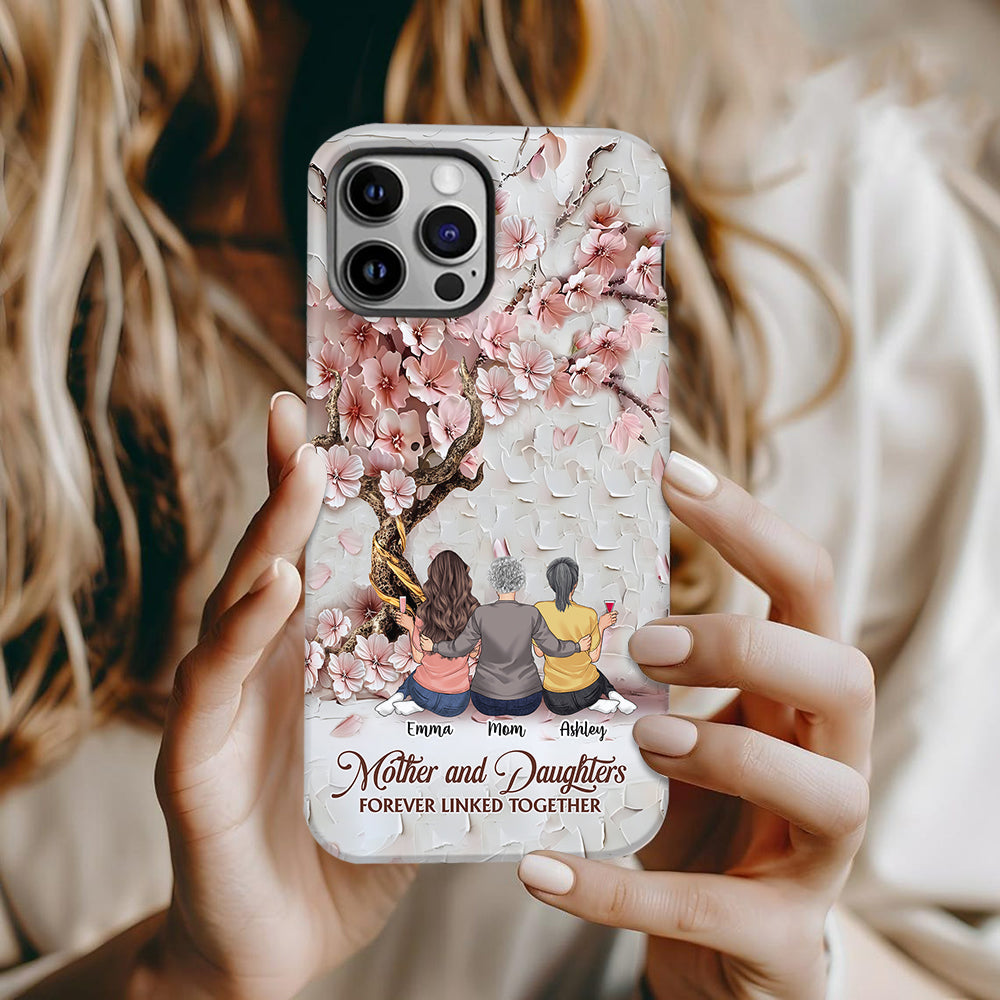 Mother And Daughters Forever Linked Together - Personalized Mother Full Print Phone Case
