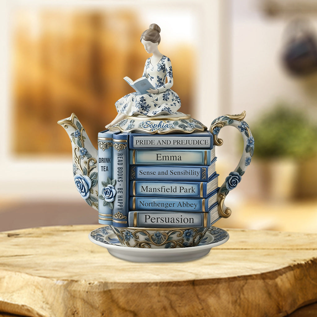 Book & Tea Loving Girl - Personalized Book Custom Shaped Acrylic Plaque