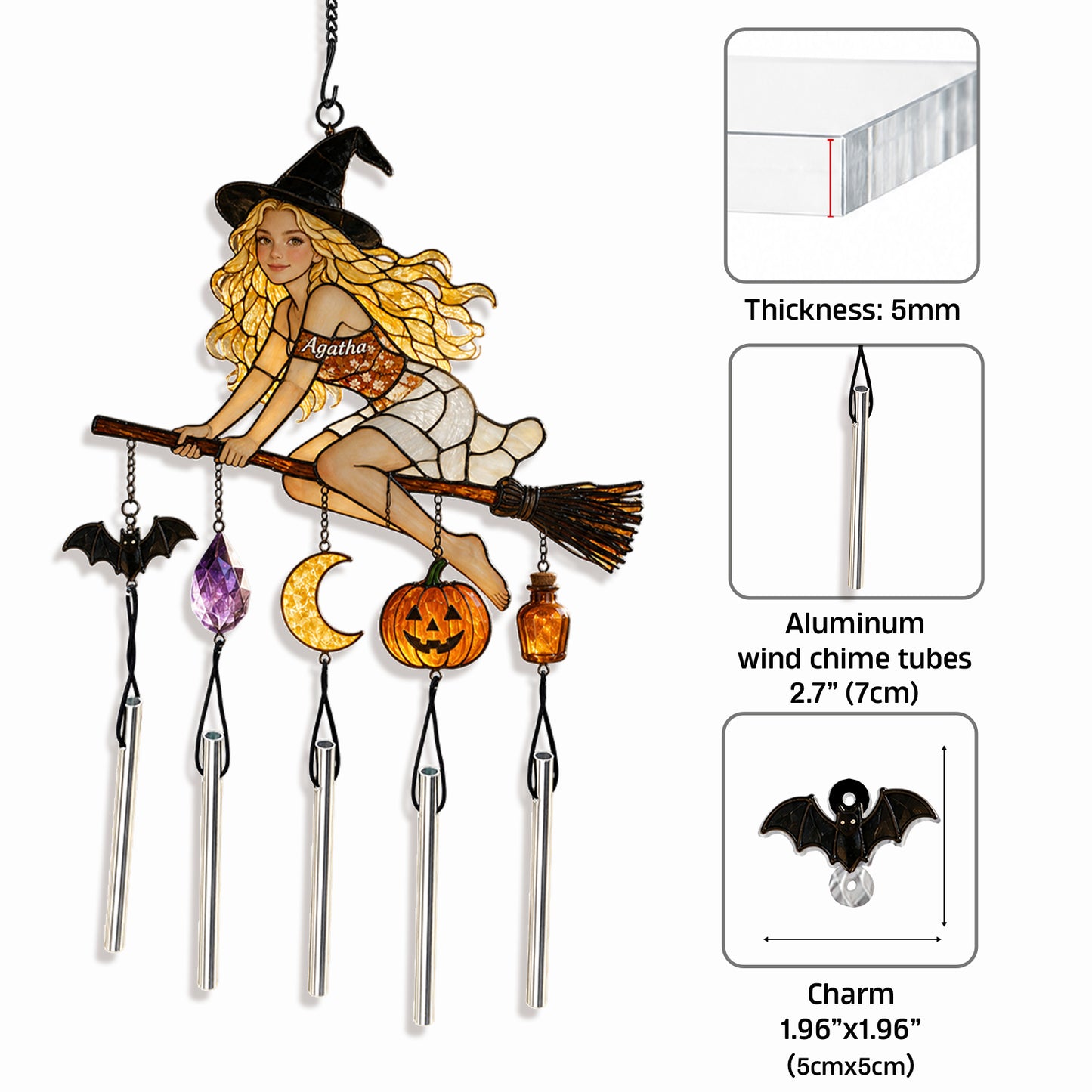 Not Every Witch Lives In Salem - Personalized Witch Wind Chime With Charm