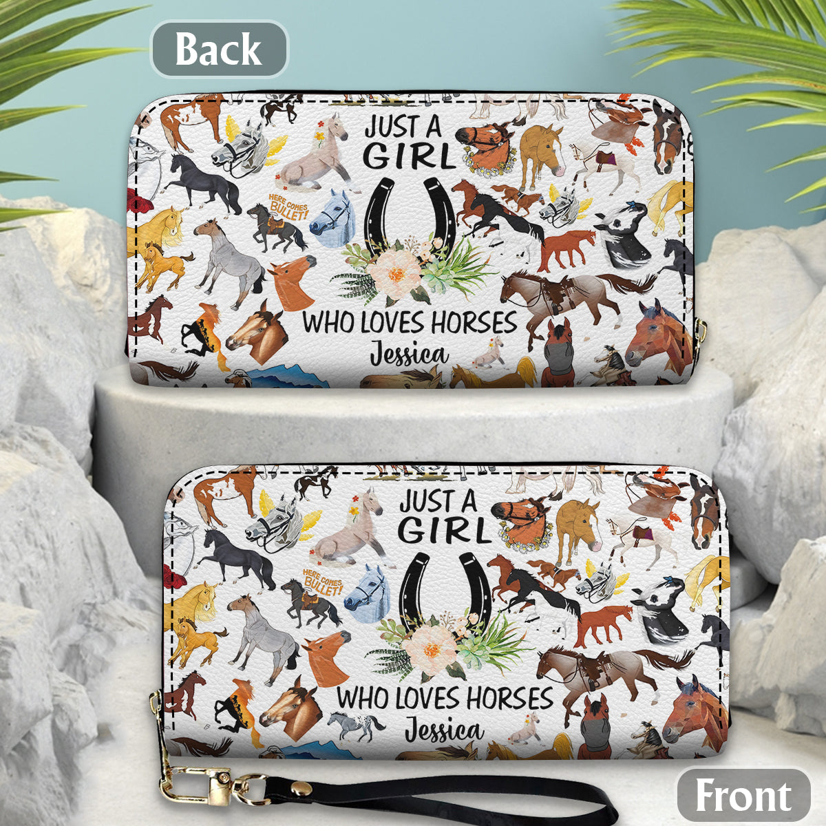 Einfach ein Mädchen, das Pferde liebt – Personalisierte lange Geldbörse aus Pferdeleder