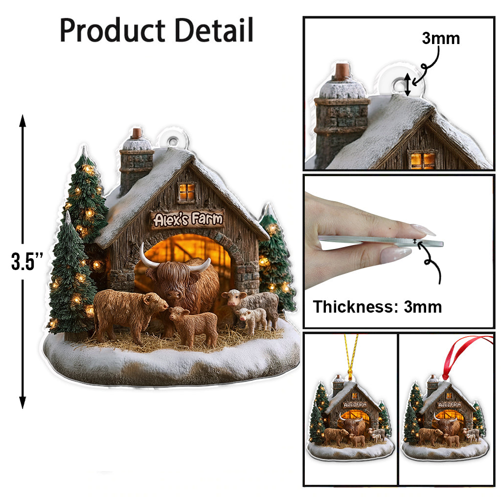 Adorable Highland Cows - Personalized Highland Cow Ornament