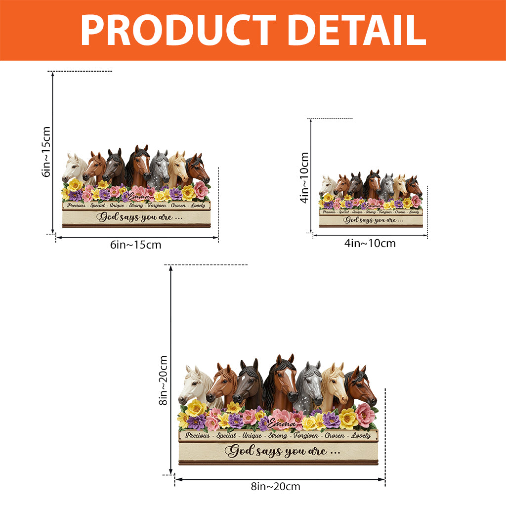 Gott sagt, du bist es – Personalisierte, pferdeförmige Acrylplakette