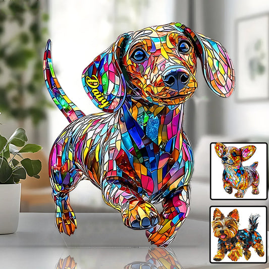 Ich liebe meinen Hund – Personalisierte Acrylplakette in Hundeform