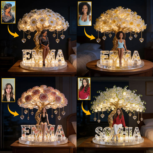 Custom Any Photo Birthmonth Flower - Personalized Self Love Acrylic LED Night Light