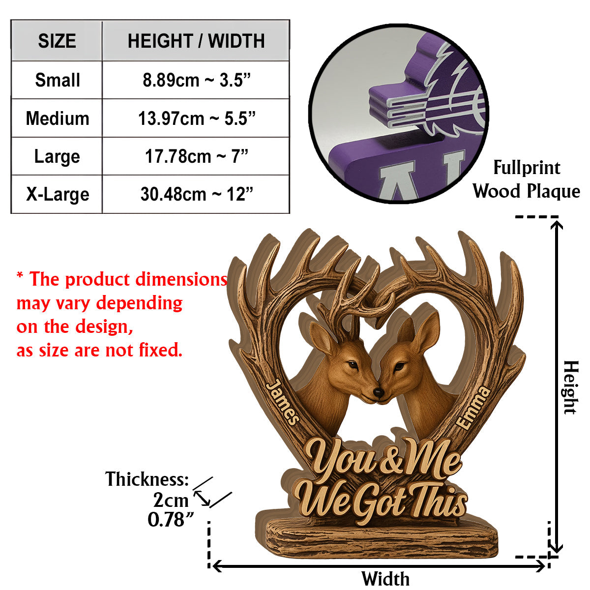 „Du und ich, wir schaffen das!“ – Personalisierte Jagdplakette aus Holz in individueller Form