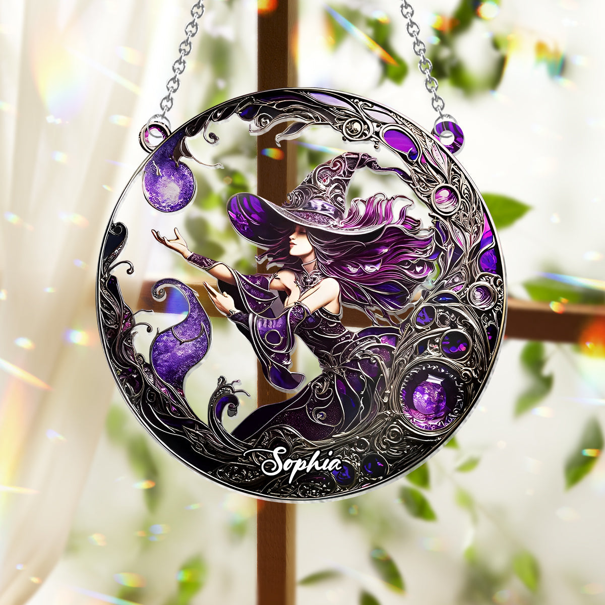 Wunderschöne Hexe – Personalisierter Hexen-Fensterhänger als Sonnenfänger 