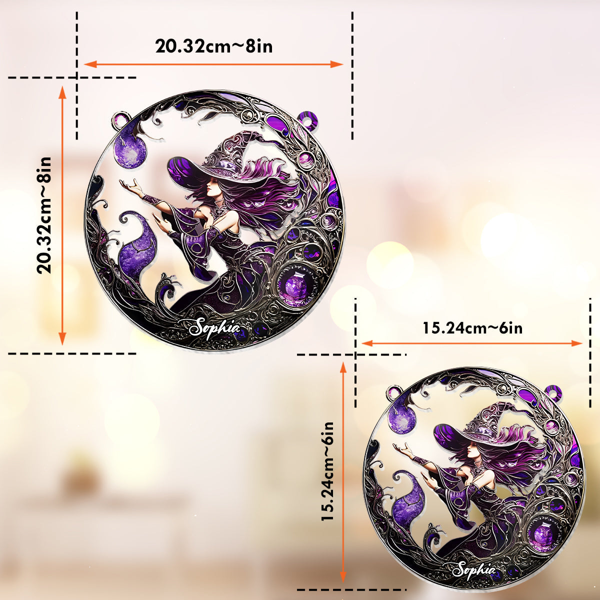 Wunderschöne Hexe – Personalisierter Hexen-Fensterhänger als Sonnenfänger 