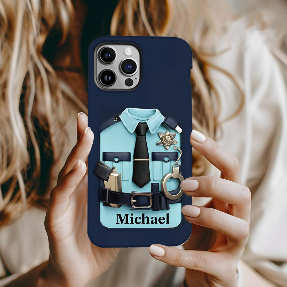 Officer, Police Uniform, Badge and Handcuffs - Personalized Police Officer Full Print Phone Case