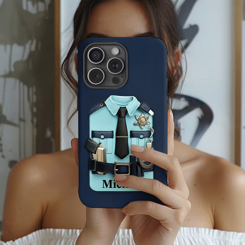 Officer, Police Uniform, Badge and Handcuffs - Personalized Police Officer Full Print Phone Case