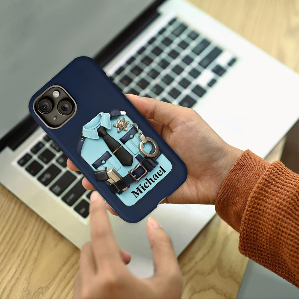 Officer, Police Uniform, Badge and Handcuffs - Personalized Police Officer Full Print Phone Case