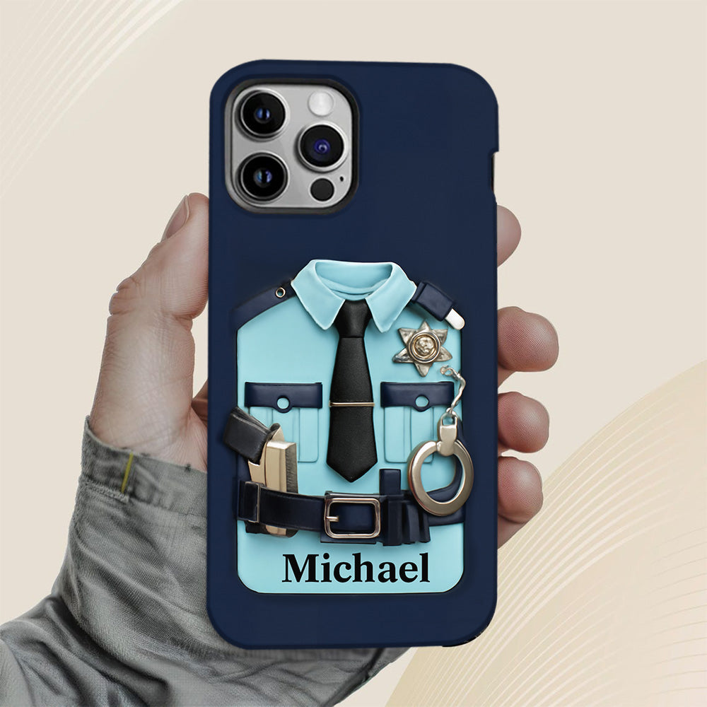Officer, Police Uniform, Badge and Handcuffs - Personalized Police Officer Full Print Phone Case