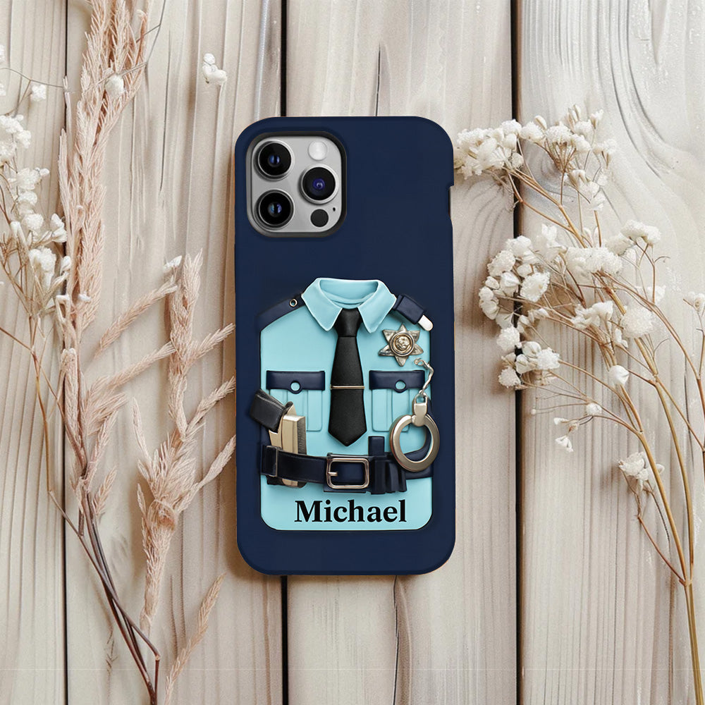Officer, Police Uniform, Badge and Handcuffs - Personalized Police Officer Full Print Phone Case