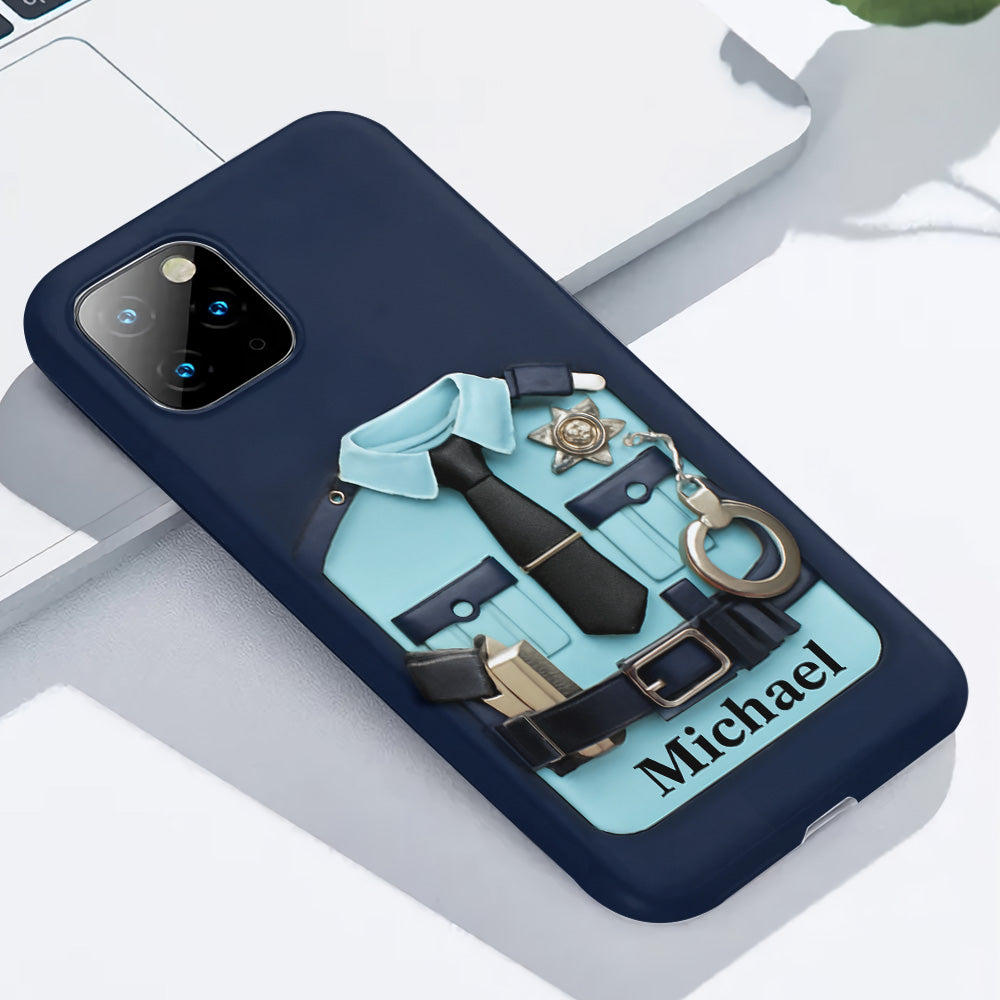 Officer, Police Uniform, Badge and Handcuffs - Personalized Police Officer Full Print Phone Case