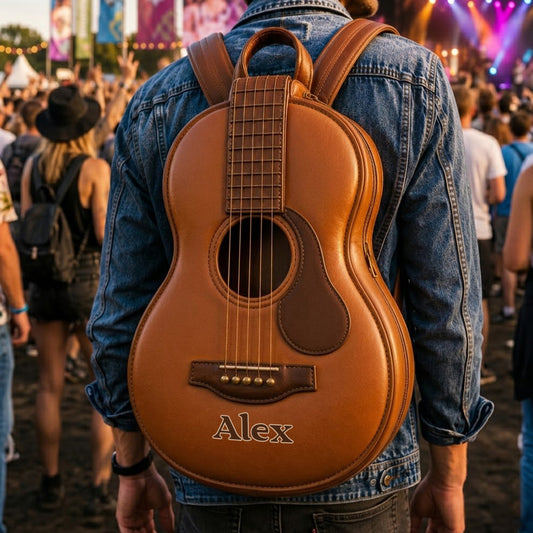 Love Guitar - Personalisierter Rucksack mit wechselbarem Lederpatch