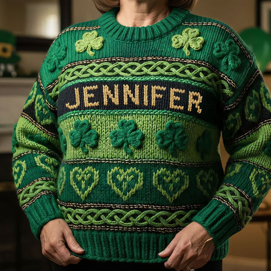 Glücksklee - Personalisierter irischer Weihnachtspullover