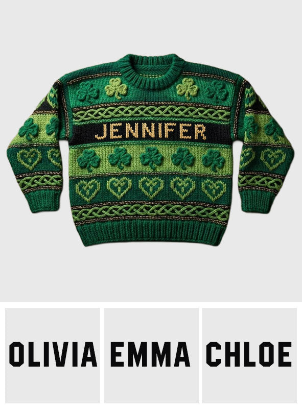 Glücksklee - Personalisierter irischer Weihnachtspullover