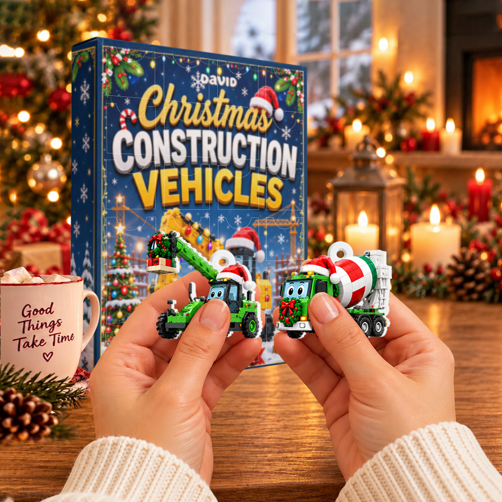 Christmas Construction Vehicles - Personalized Kid Advent Calendar With 3D Collectibles