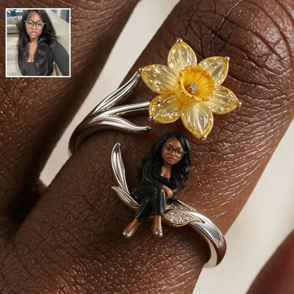 Custom Your Favorite Flower - Personalized Self Love Adjustable Shaped Ring
