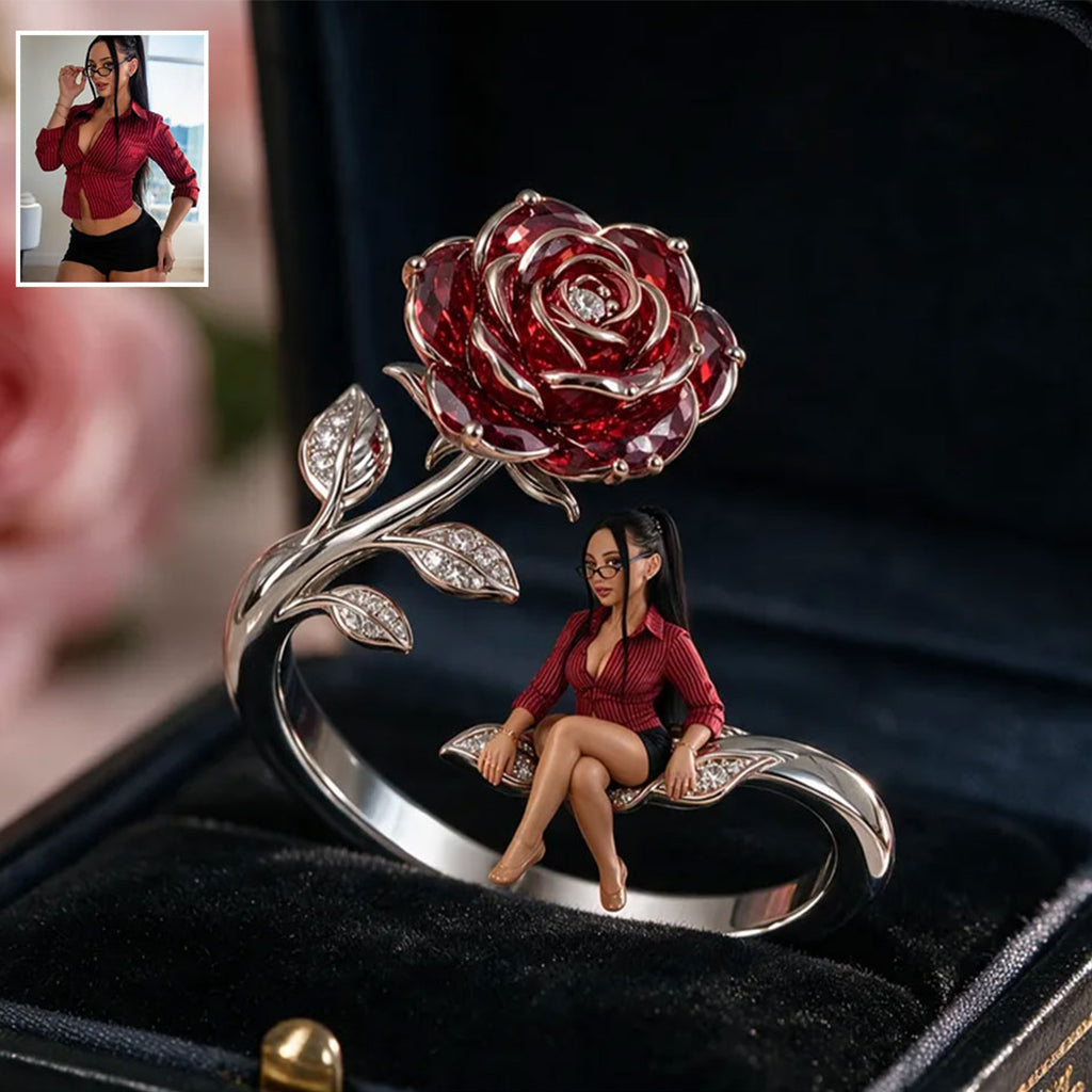Custom Your Favorite Flower - Personalized Self Love Adjustable Shaped Ring