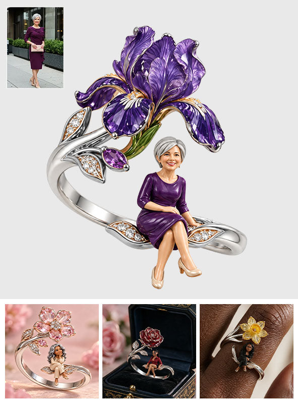 Custom Your Favorite Flower - Personalized Self Love Adjustable Shaped Ring