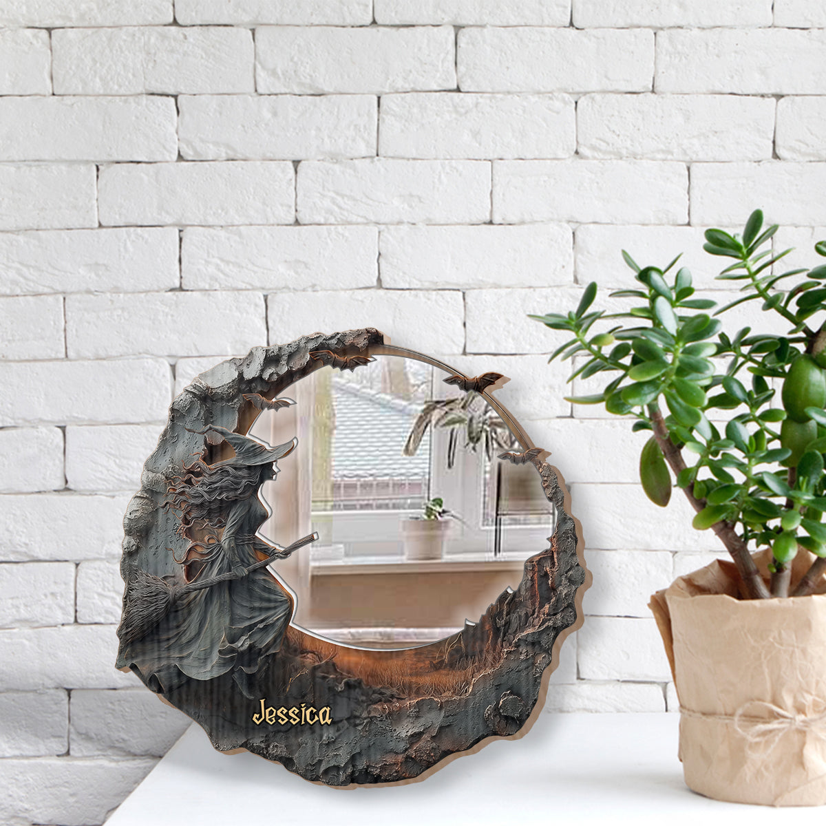 Die Hexe ist da – Personalisierter Hexen-Wandspiegel