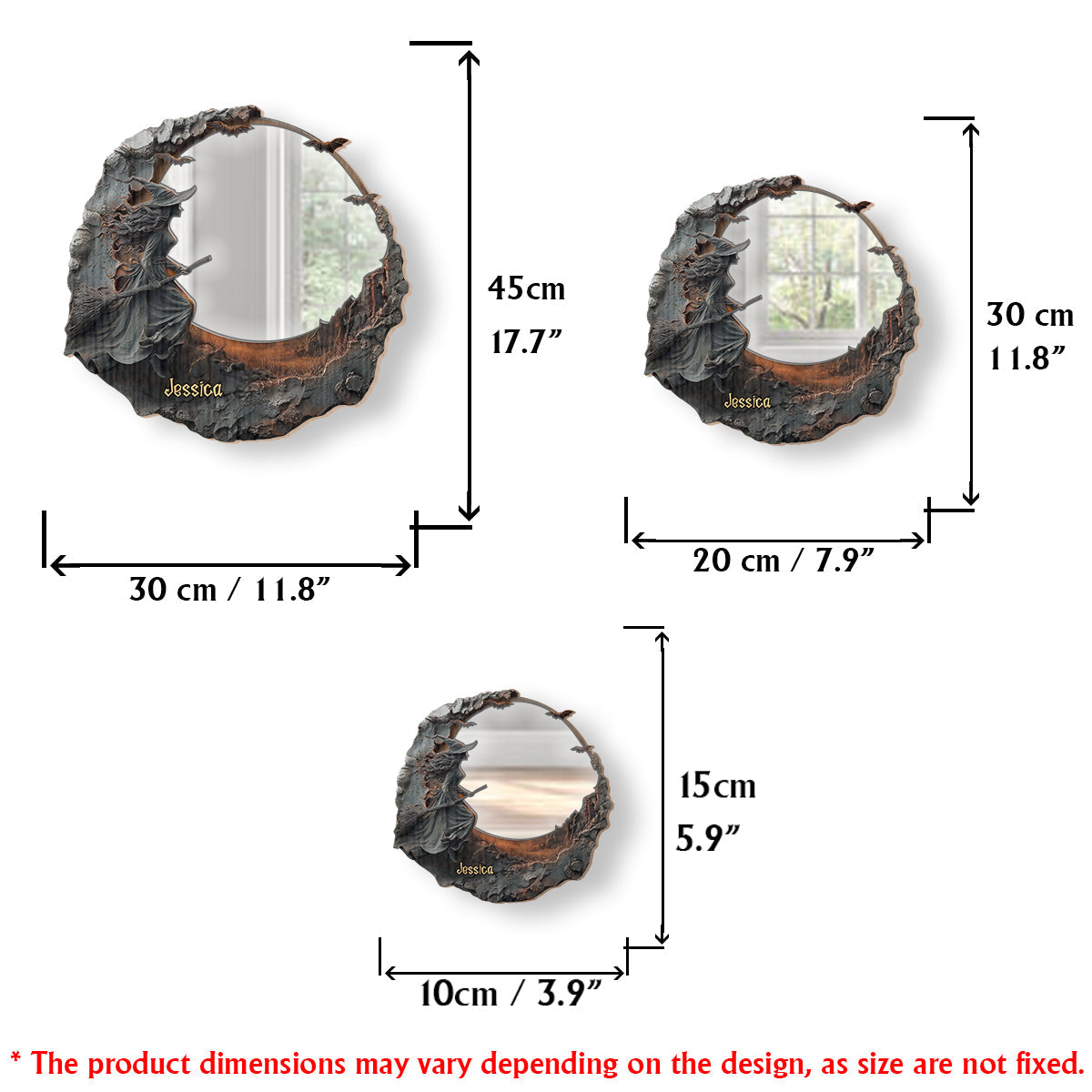Die Hexe ist da – Personalisierter Hexen-Wandspiegel