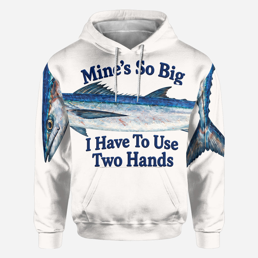 So groß, dass ich zwei Hände benutzen muss - Personalisierte Angelshirt