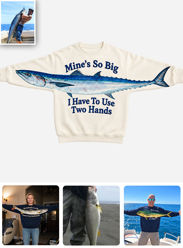 So groß, dass ich zwei Hände benutzen muss - Personalisierte Angelshirt