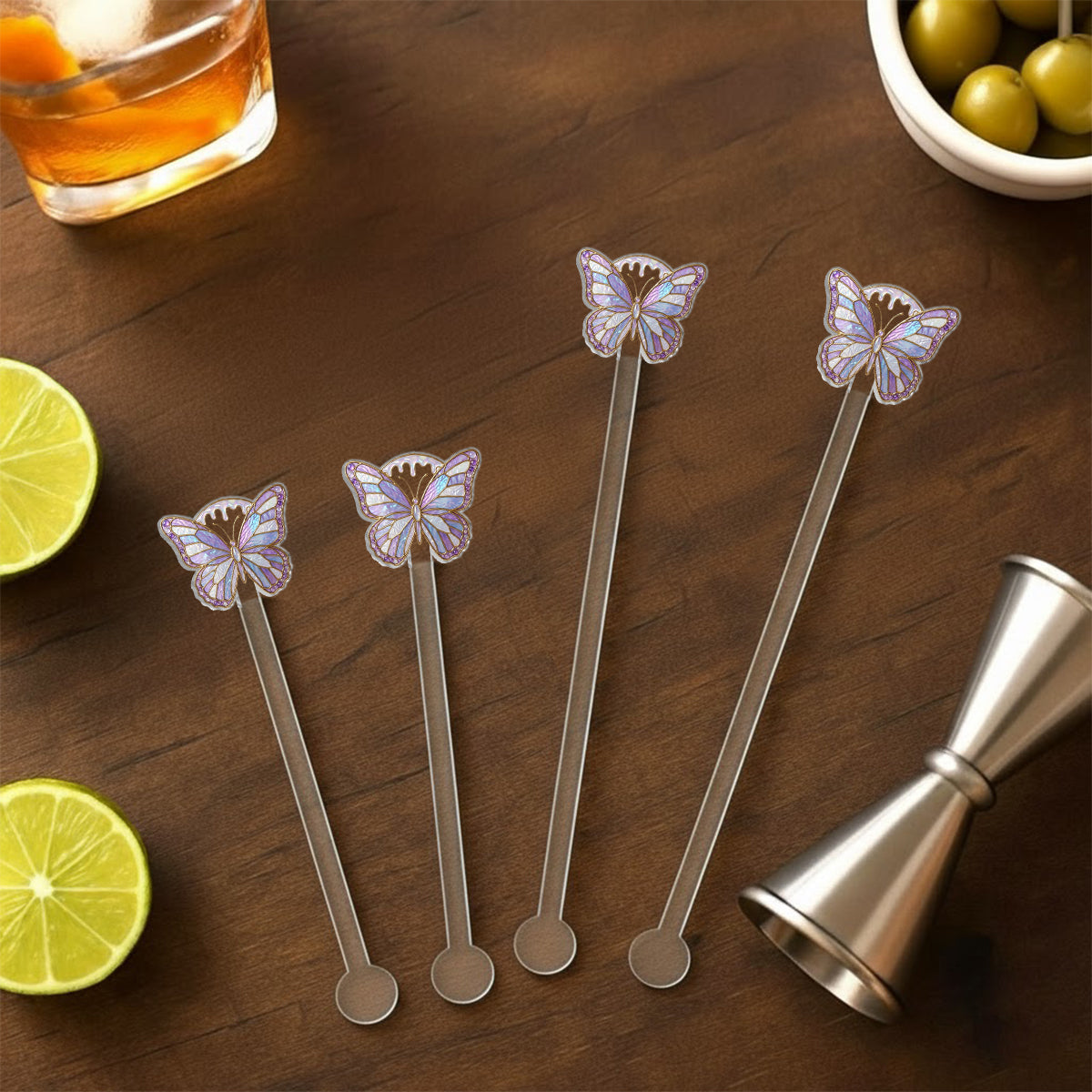 Just A Girl Who Loves Butterflies - Personalized Butterfly Set Accent Mug with Acrylic Stirrers