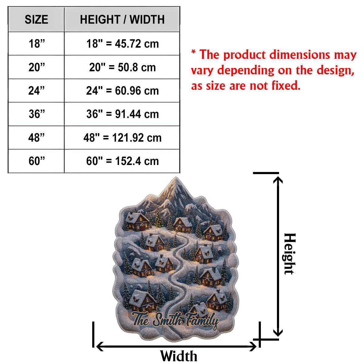Snowy Mountain Village – Personalisierter, rutschfester, getufteter Familienteppich