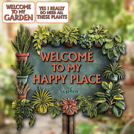 Willkommen in meinem Wohlfühlort – personalisiertes Gartenschild aus Metall