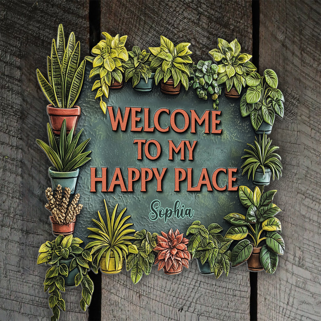 Willkommen in meinem Wohlfühlort – personalisiertes Gartenschild aus Metall