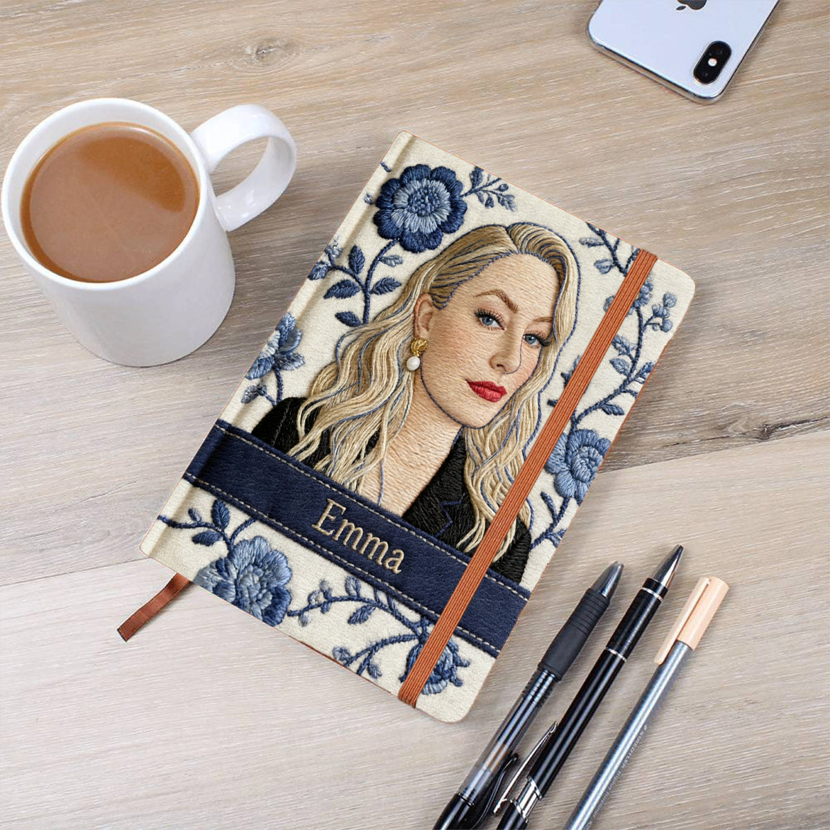 Personalisierbares Notizbuch aus Leder mit Foto und Geburtsblume – Selbstliebe-Notizbuch