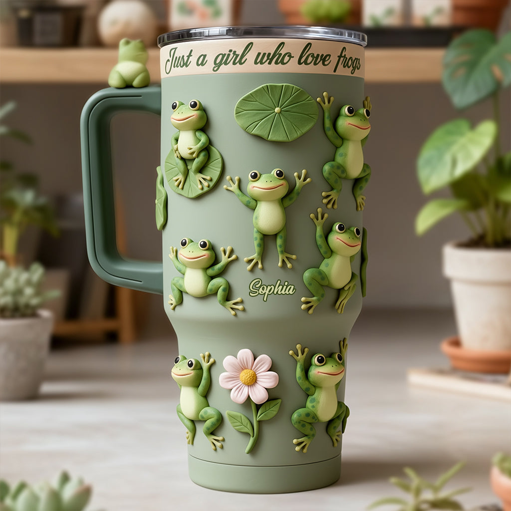 Einfach ein Mädchen, das Frösche liebt – personalisierter Froschbecher mit Henkel