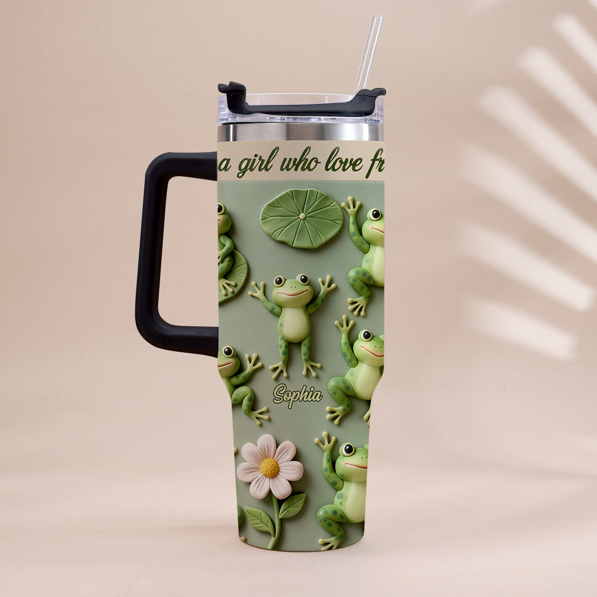 Einfach ein Mädchen, das Frösche liebt – personalisierter Froschbecher mit Henkel