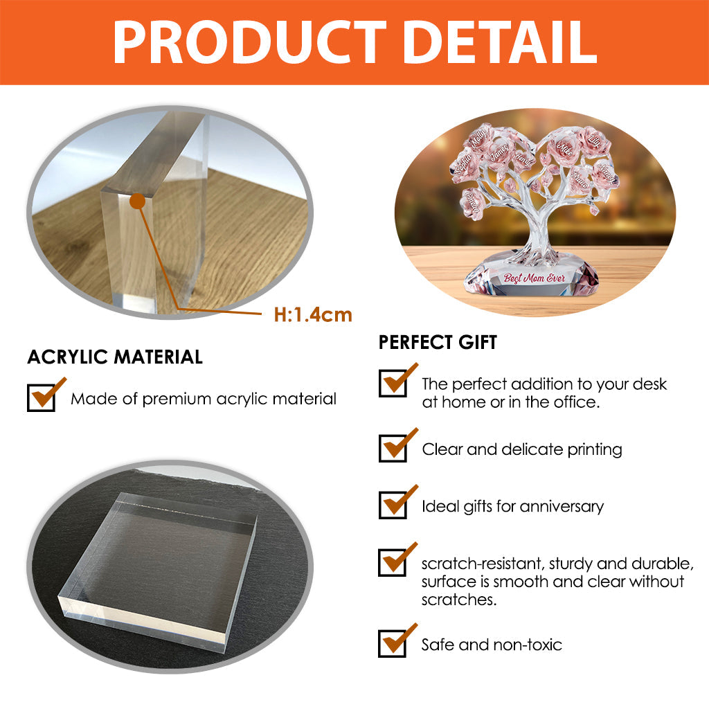 Beste Mama aller Zeiten – Personalisierte Acrylplakette in individueller Form für die Mutter