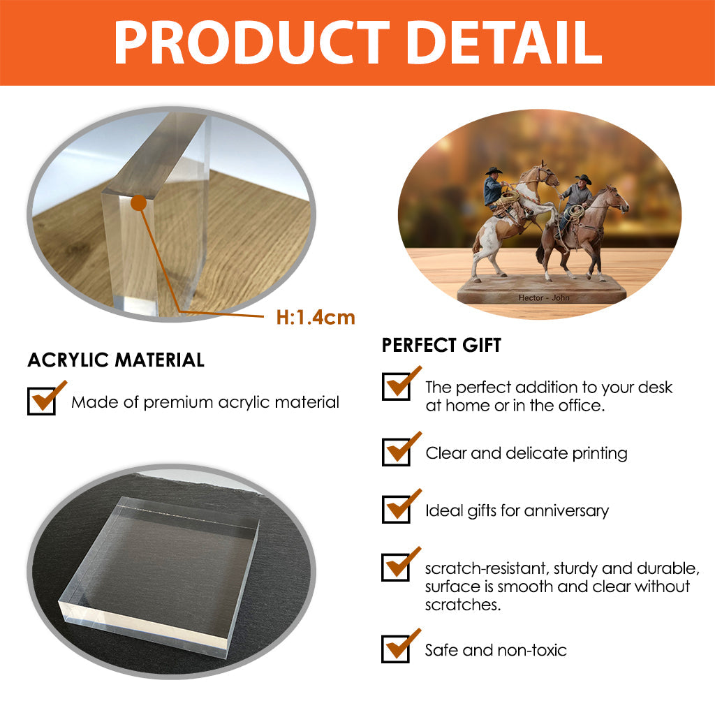 Starke Cowboys – Personalisierte Acrylplakette im Western-Stil