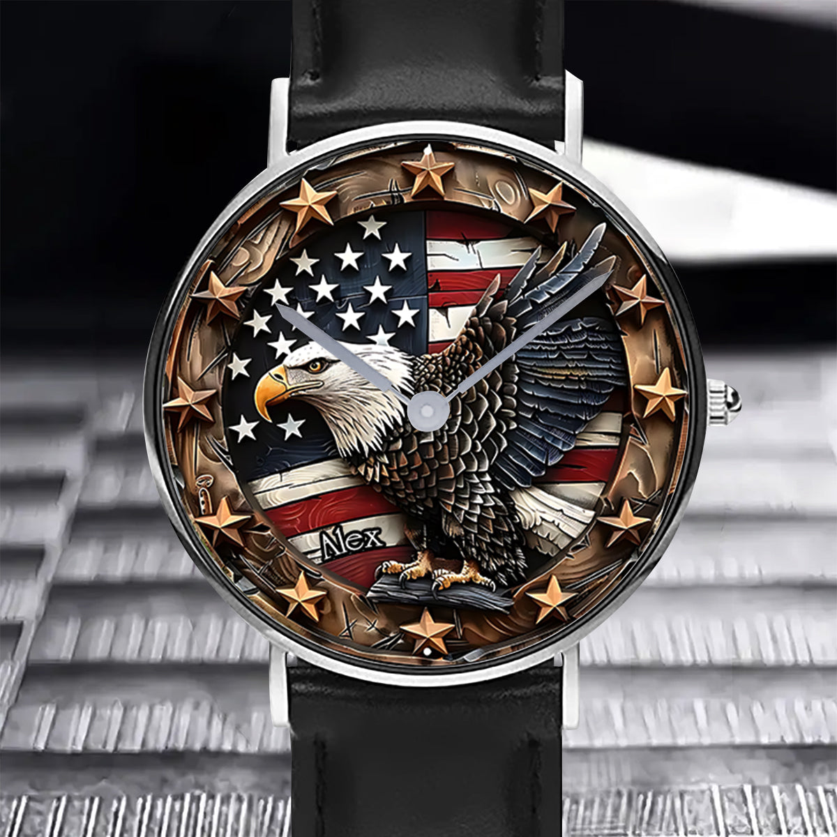Strong Bald Eagle - Personalized Bald Eagle Hand Watch