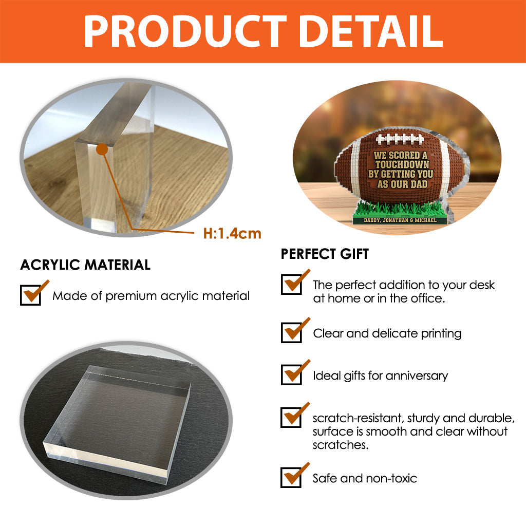 American Football Dad – Personalisierte Acrylplakette in Fußballform