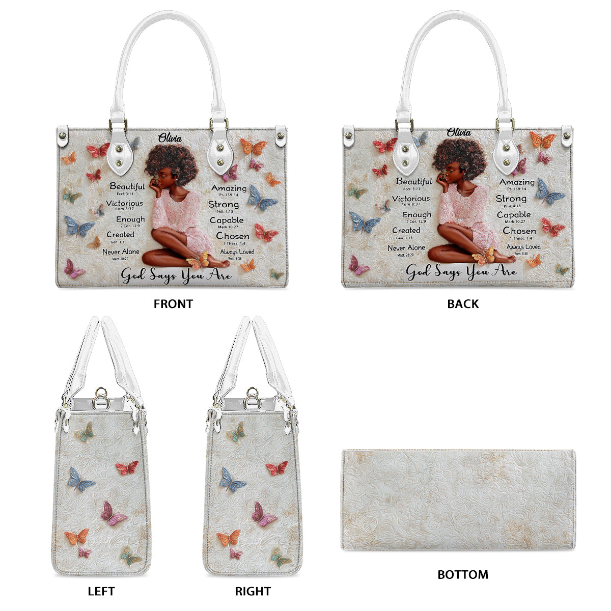 Gott sagt, du bist es – Personalisierte Handtasche aus afroamerikanischem Leder