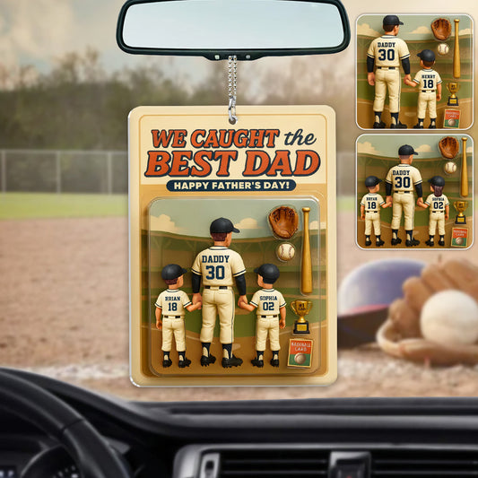 Wir haben den besten Papa erwischt – personalisierter Baseball-Autoanhänger