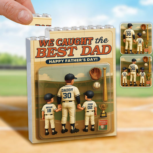 Baseball Dad – Personalisierte Baseball-Bausteine ​​in vertikaler Rechteckform, beidseitig bedruckt