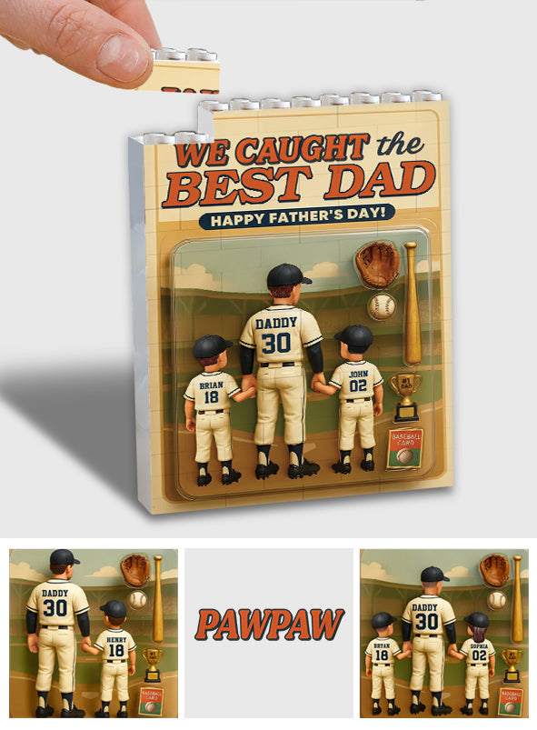 Baseball Dad - Personalized Baseball Vertical Rectangle Building Brick Blocks Printed On Both Sides