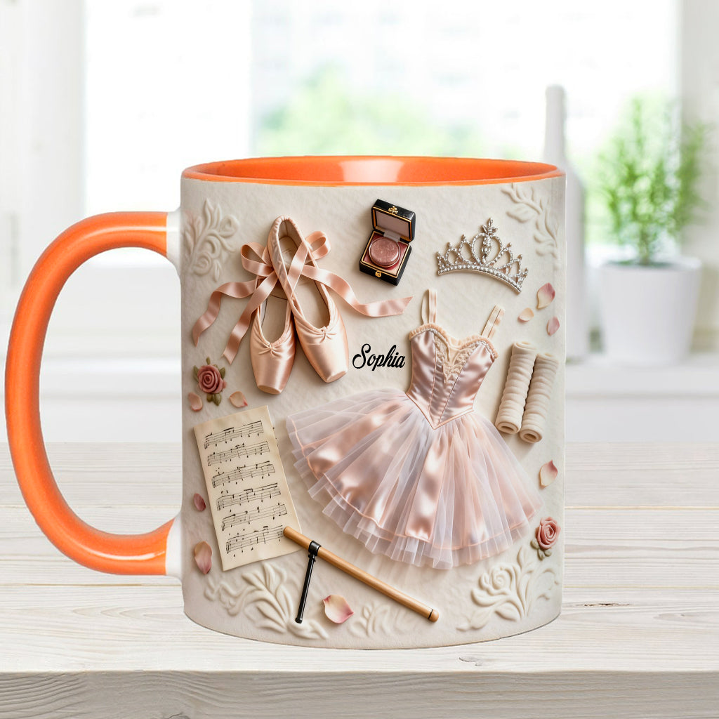 Liebe zum Ballett – Personalisierte Tasse und Untersetzer mit Ballettmotiv