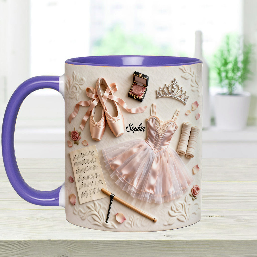 Liebe zum Ballett – Personalisierte Tasse und Untersetzer mit Ballettmotiv