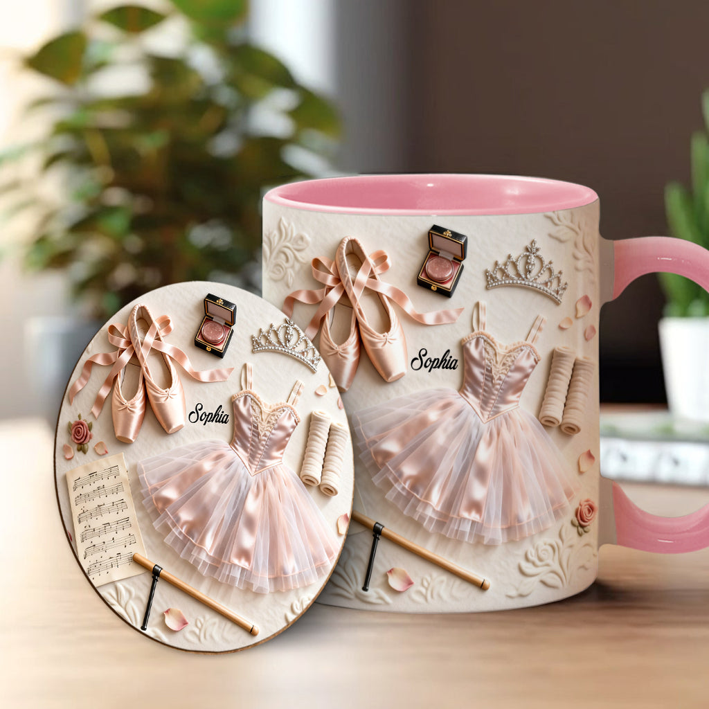 Liebe zum Ballett – Personalisierte Tasse und Untersetzer mit Ballettmotiv