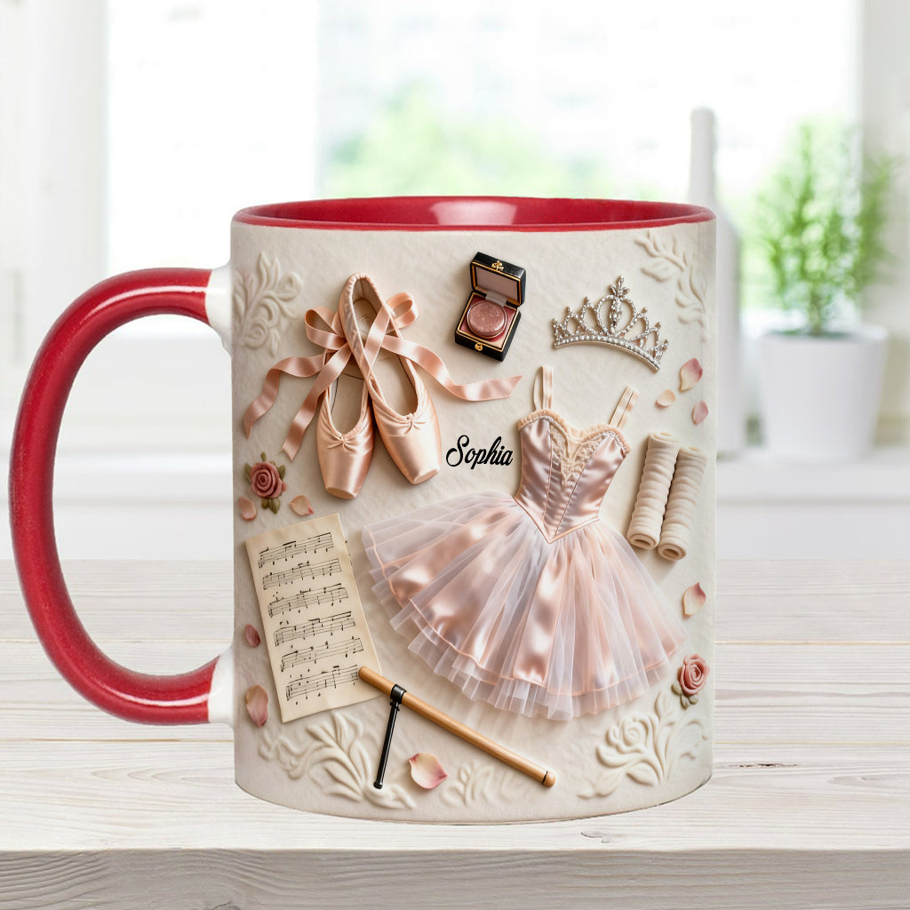 Liebe zum Ballett – Personalisierte Tasse und Untersetzer mit Ballettmotiv